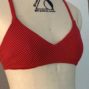 ROXY Red Polka Dot Bikini Top Size S NWOT